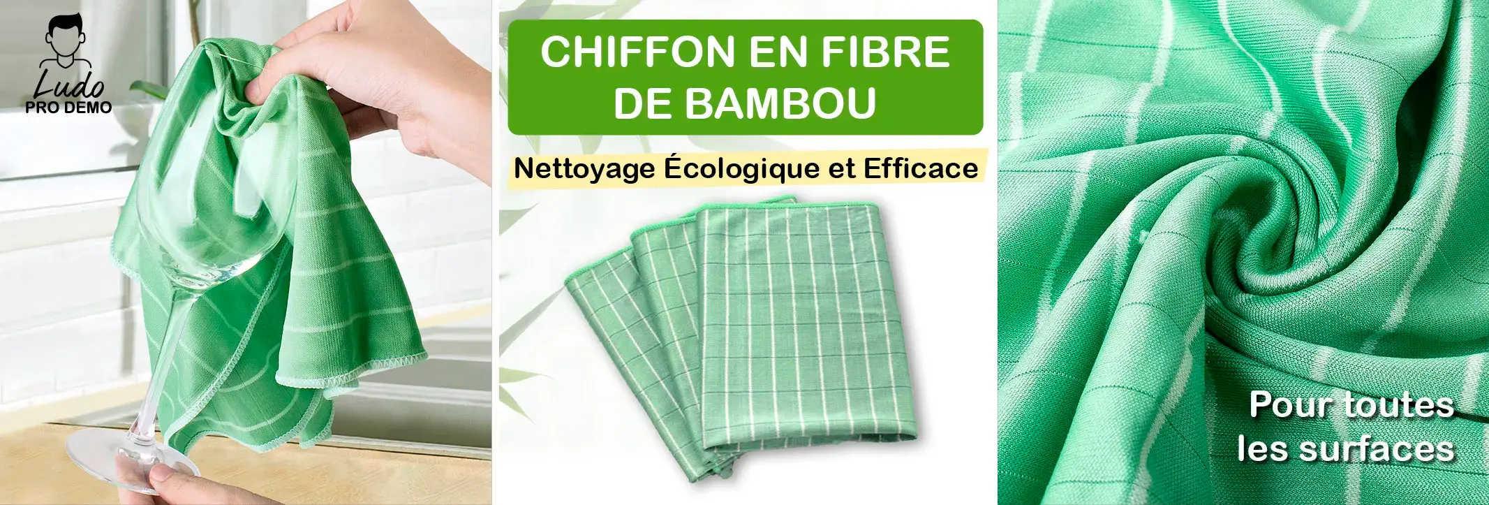 Chiffon en Fibre de Bambou Nettoyage Écologique et Efficace Pour toutes les surfaces