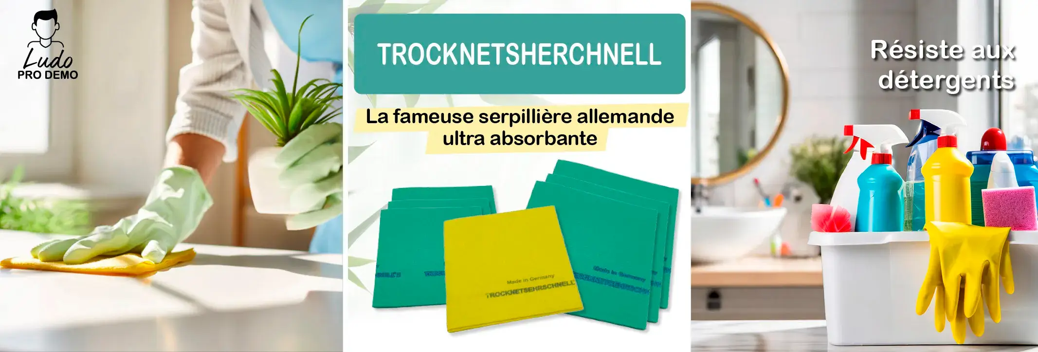 Trocknetsherchnell La fameuse serpillière allemande ultra absorbante Résiste aux détergents